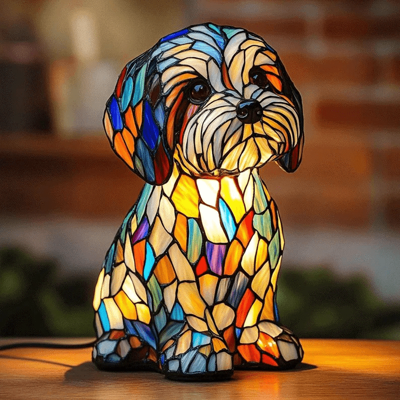 Lampa ve stylu Tiffany – Štěňátko