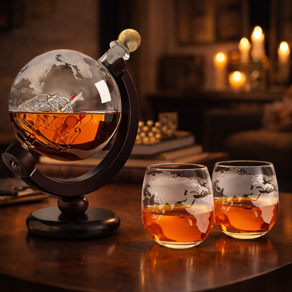 Karafa na whisky – Mapa světa