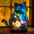 Lampa ve stylu Tiffany – Modrá kočka