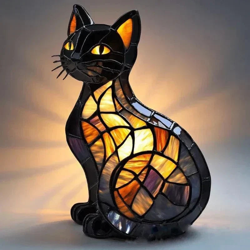 Lampa ve stylu Tiffany – Půlnoční kočka