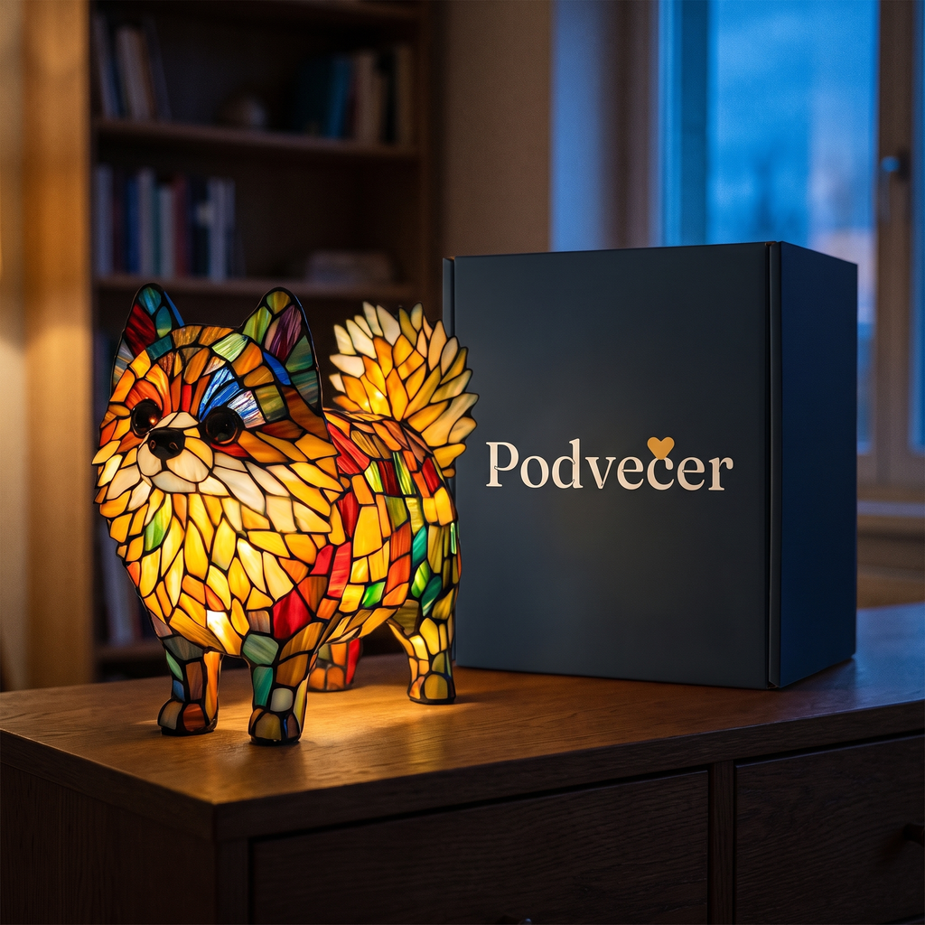 Lampa ve stylu Tiffany – Pomeranian – dárkové balení Podvečer