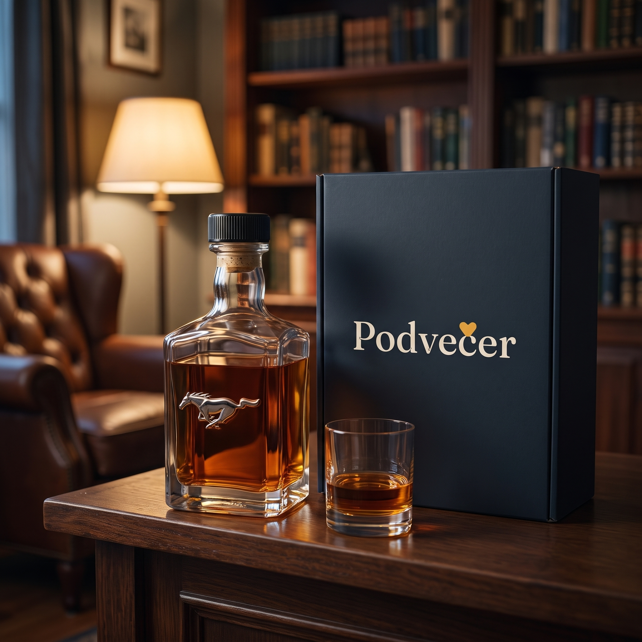 Karafa na whisky – Mustang – dárkové balení Podvečer