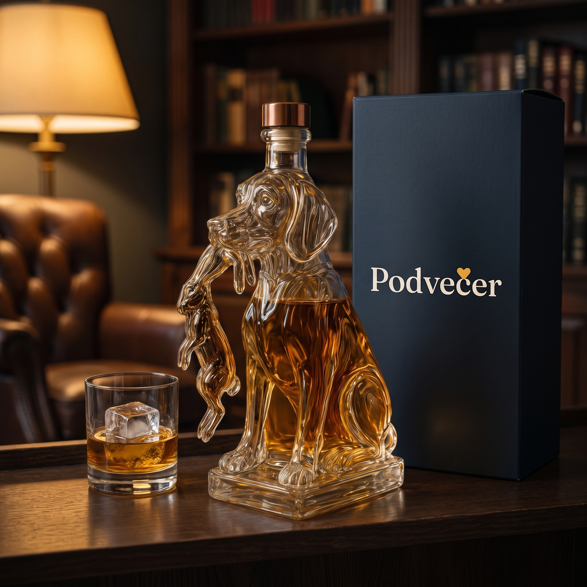 Karafa na whisky – Pes – dárkové balení Podvečer