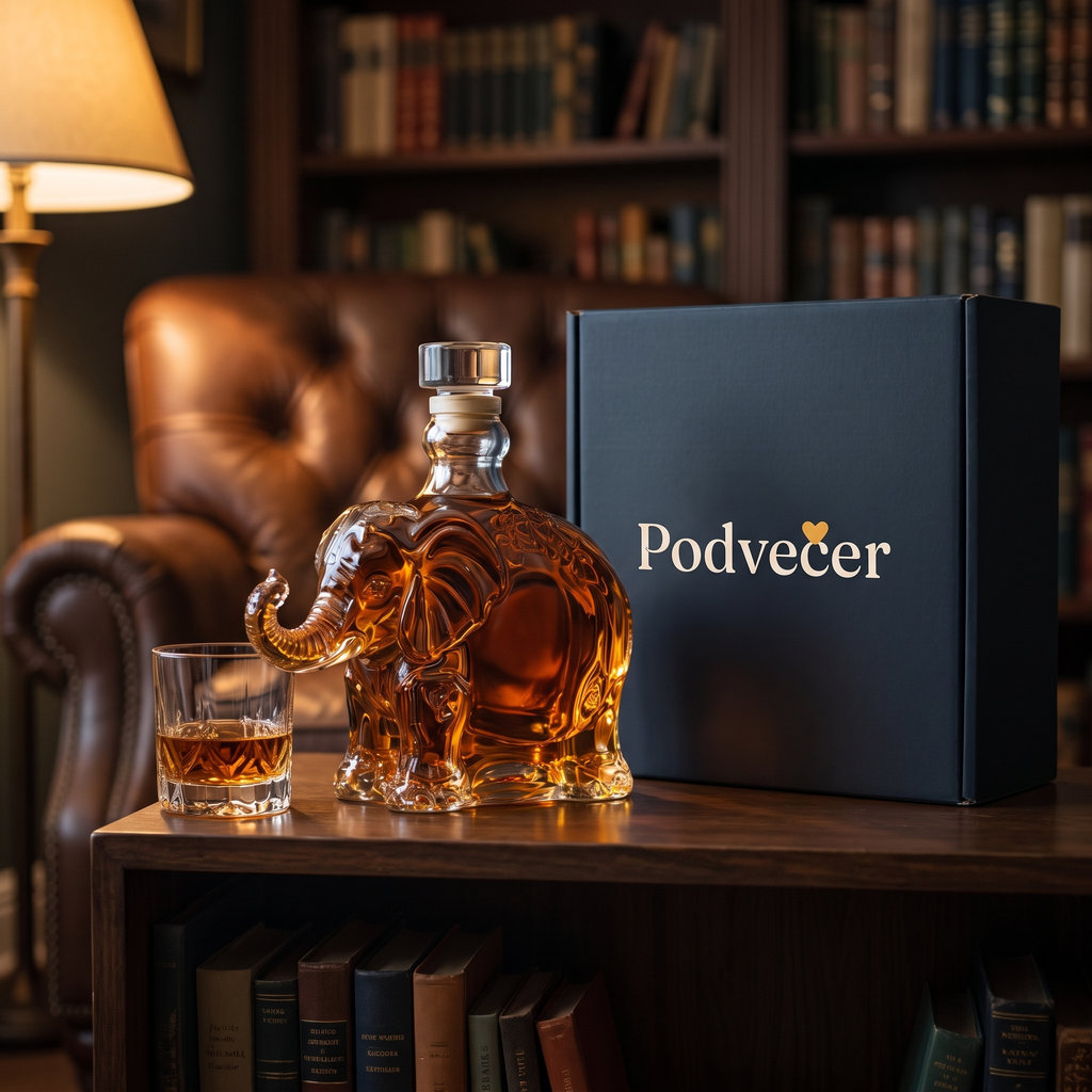 Karafa na whisky – Slon – dárkové balení Podvečer