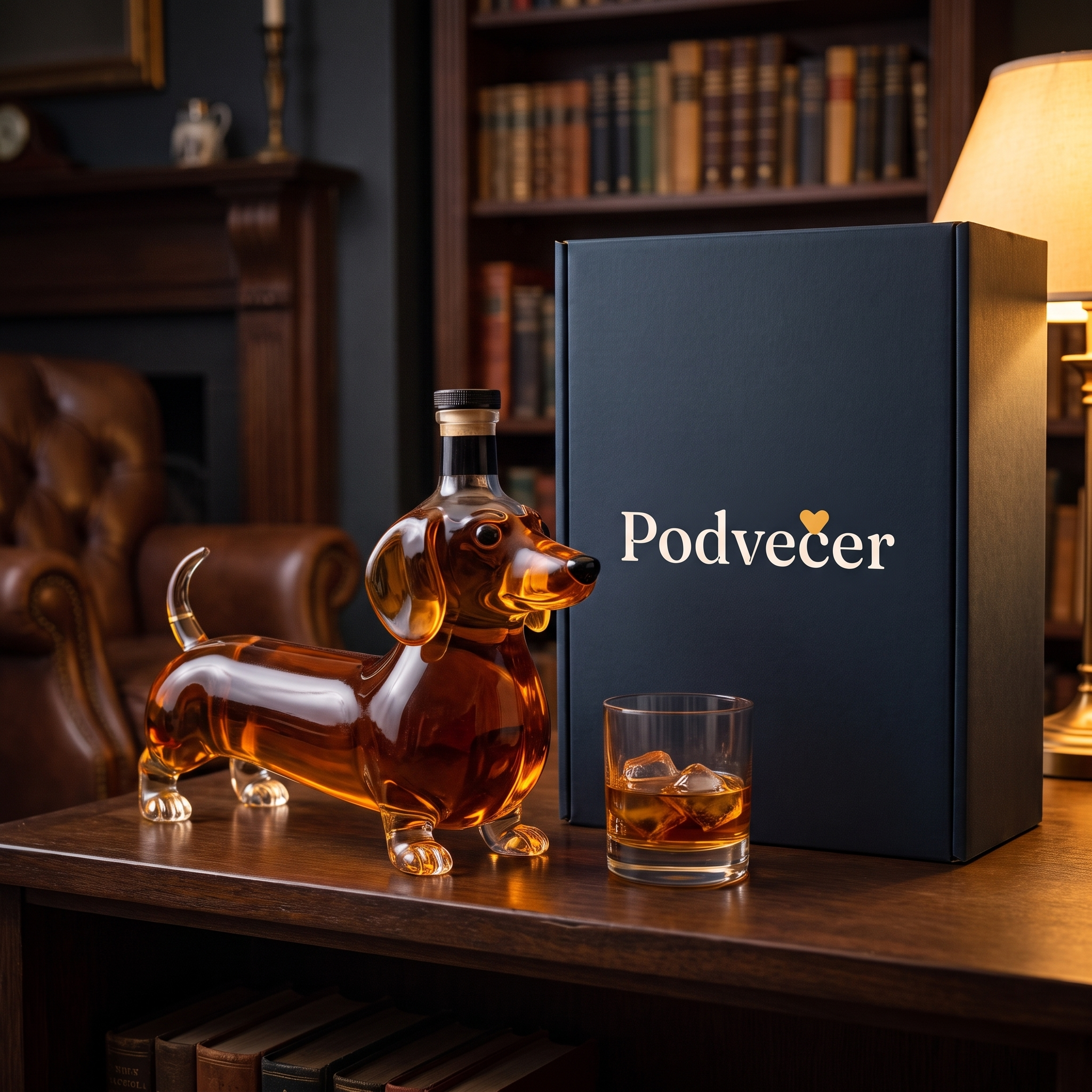 Karafa na whisky – Jezevčík – dárkové balení Podvečer