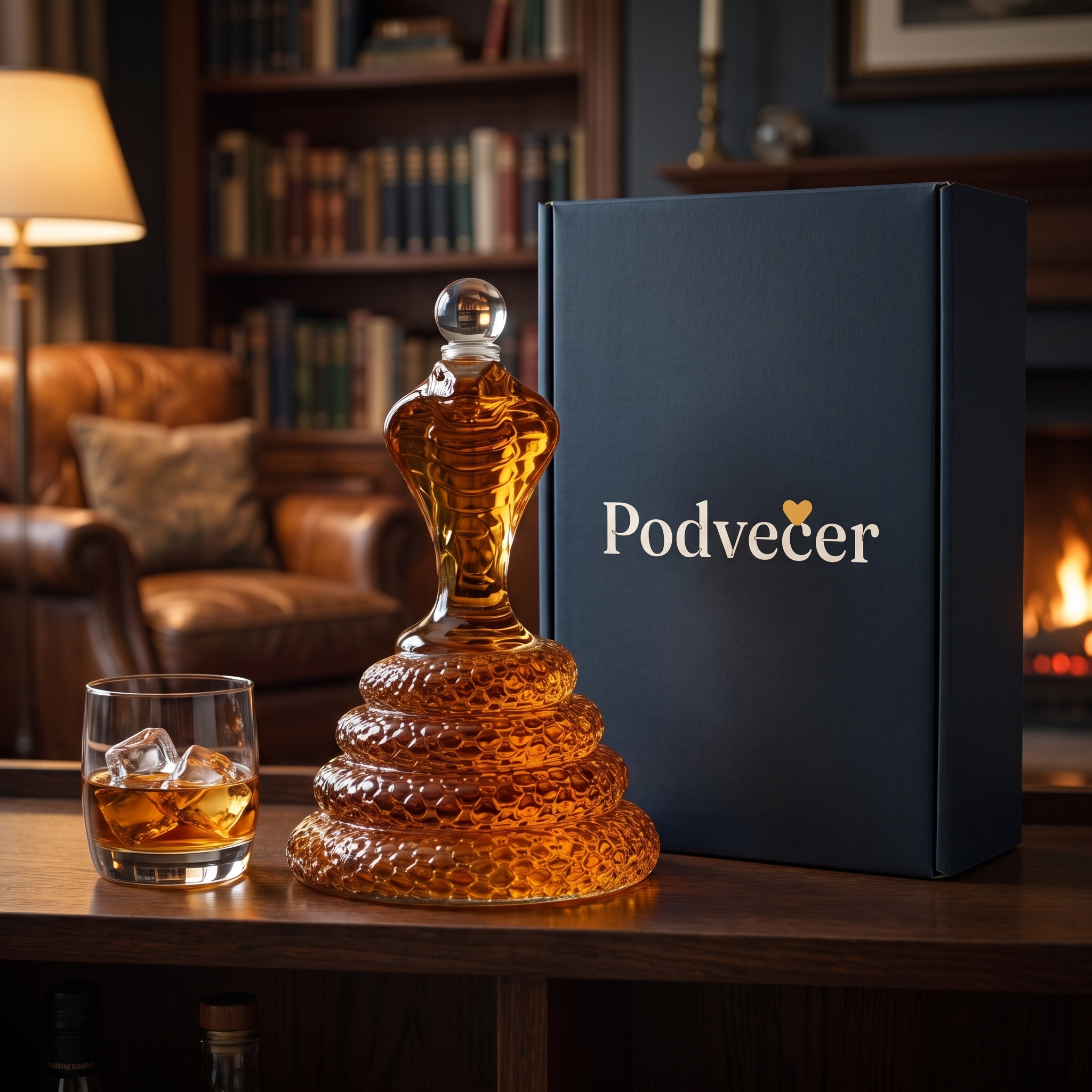 Karafa na whisky – Kobra – dárkové balení Podvečer