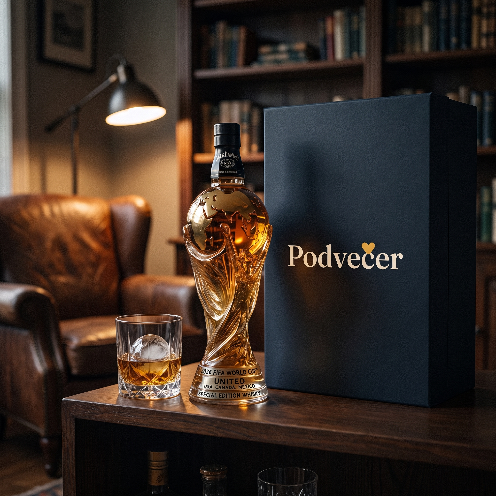 Karafa na whisky – Fotbalový pohár 2026 – dárkové balení Podvečer