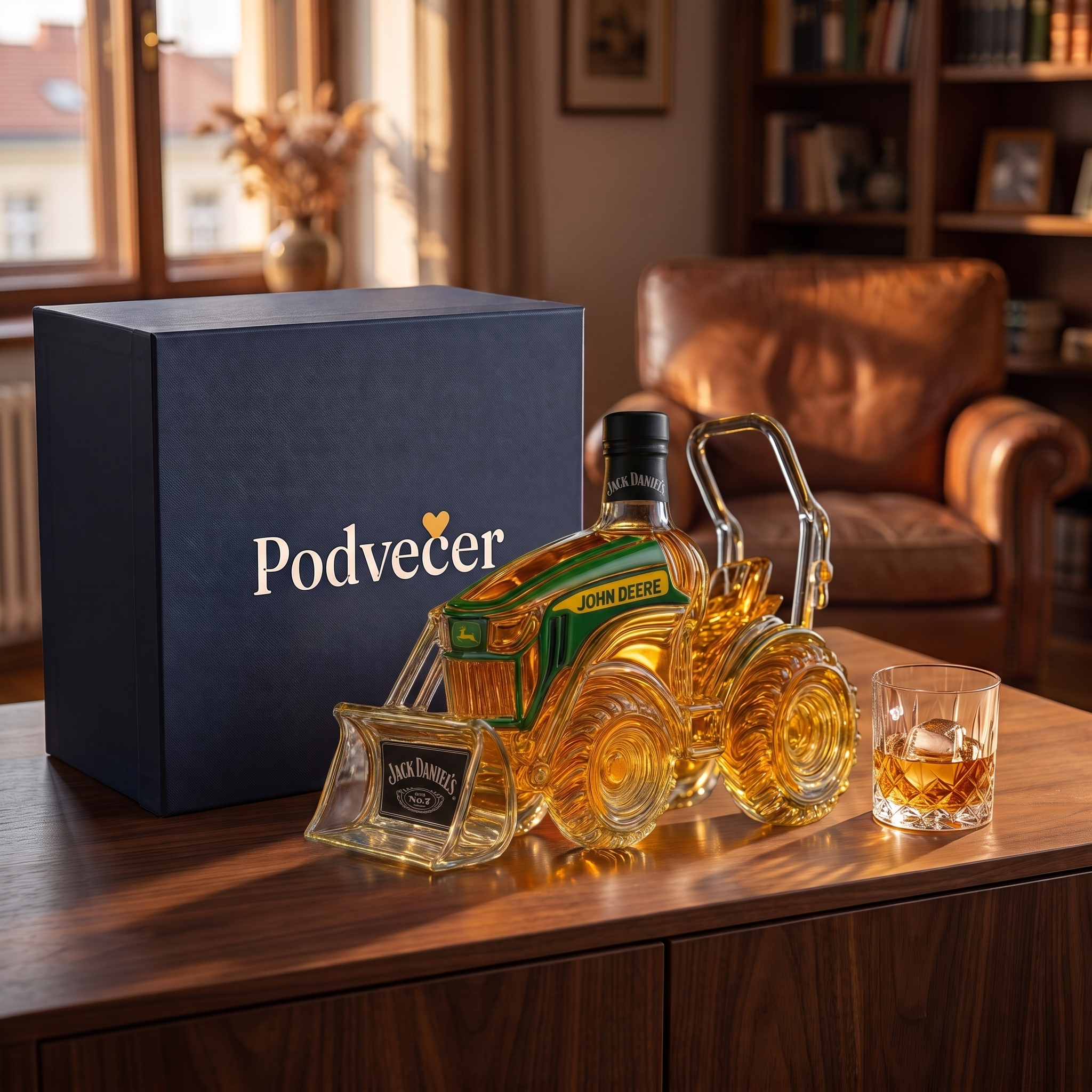 Karafa na whisky – Traktor – dárkové balení Podvečer