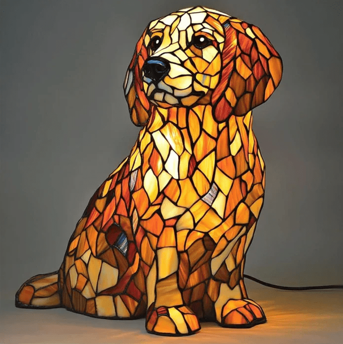 Lampa ve stylu Tiffany – Zlatý retrívr